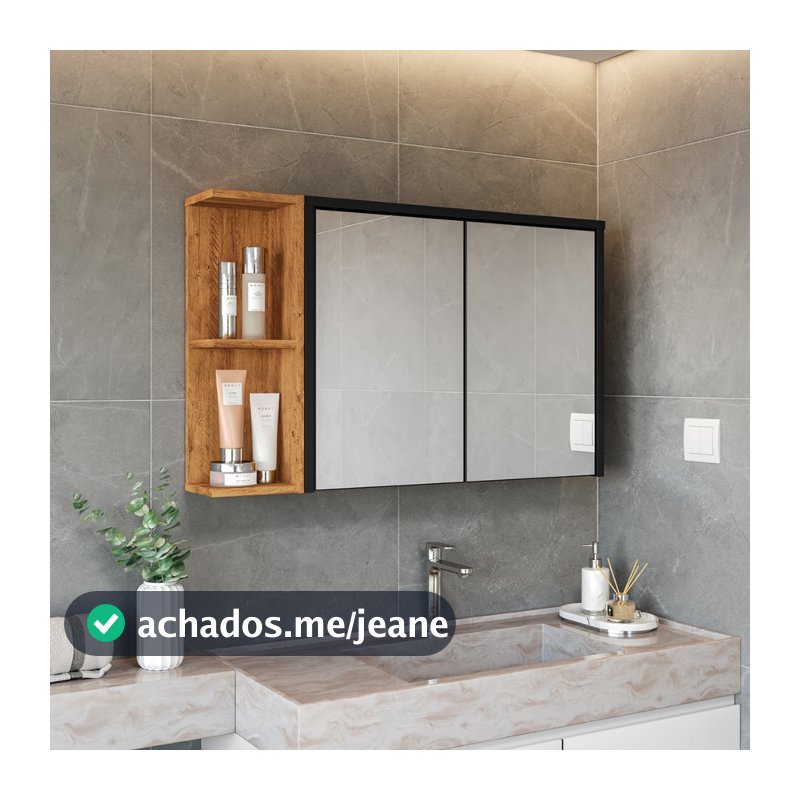 AJP Móveis Armário De Banheiro Aéreo Espelheira Veneza 1 Porta Com Espelho Fundo Flex Color