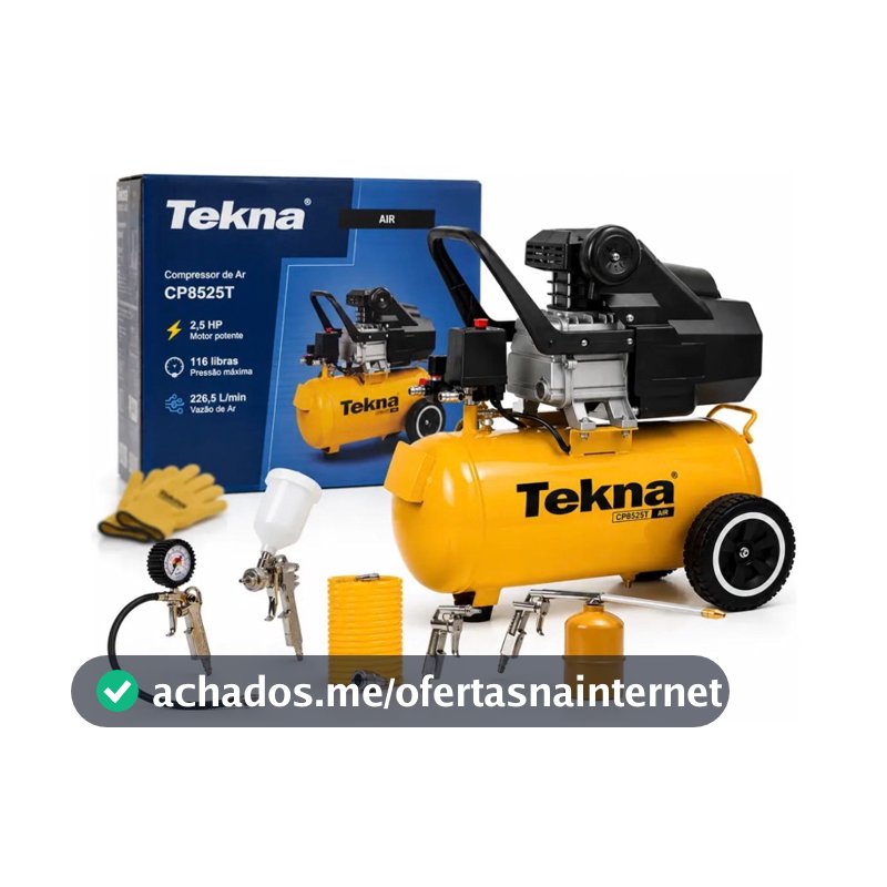 Compressor Ar Portátil Tekna 22 Litros 2.5 Hp + Kit Multiuso