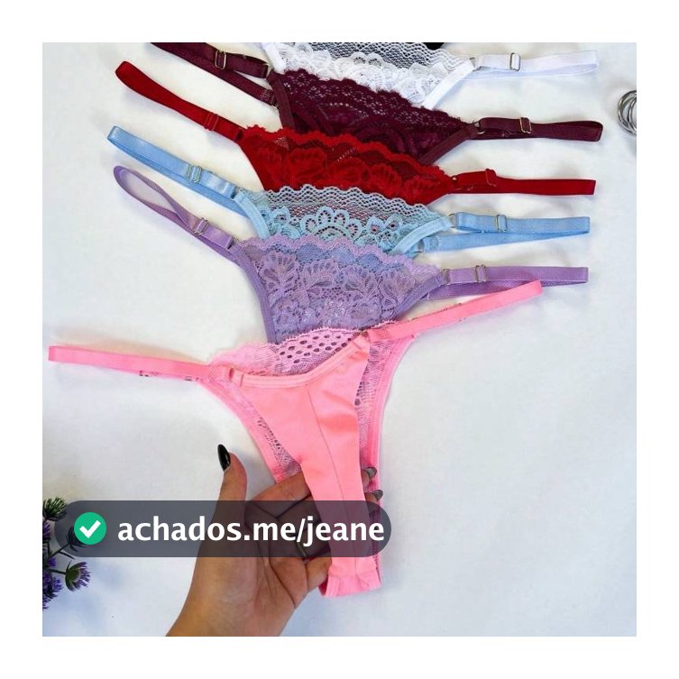 Kit 3/5/10 Calcinhas Fio Dental Microfibra Renda com Regulagem Fio Duplo Sexy Tanga Sensual Feminina