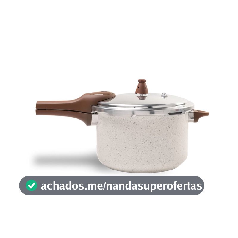 Panela de Pressão 6.8l Brinox Ceramic Life Pressure com Fundo de Indução 24 cm Vanilla