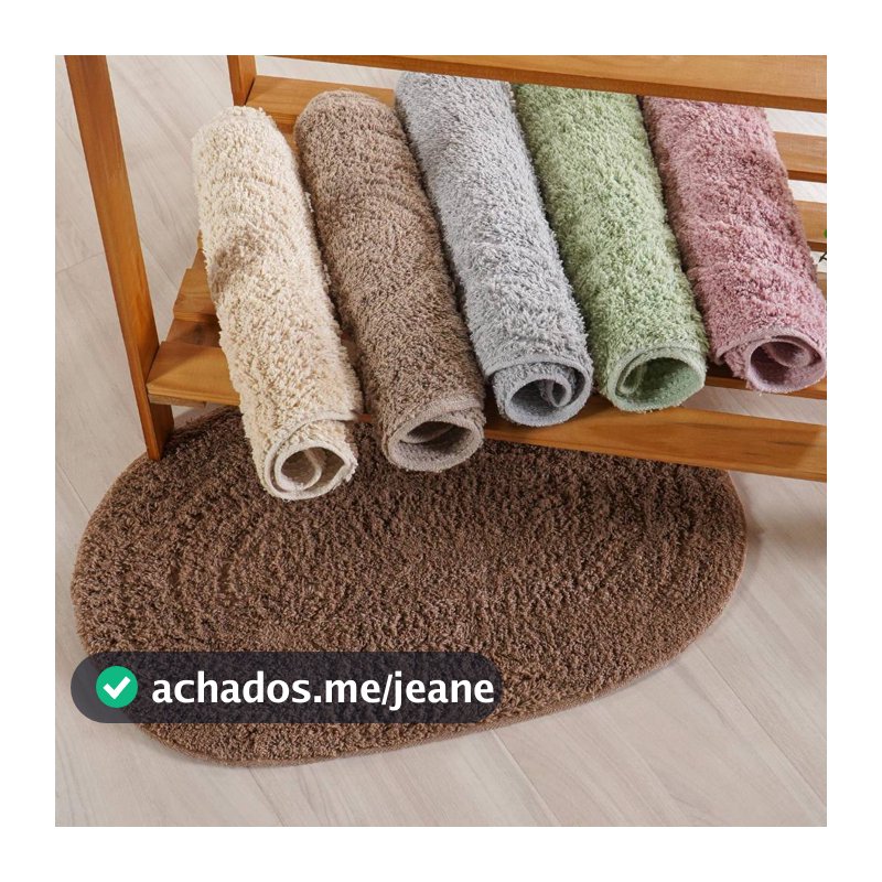 Tapete Banheiro Oval 40x60cm Algodão Macio Alta Absorção