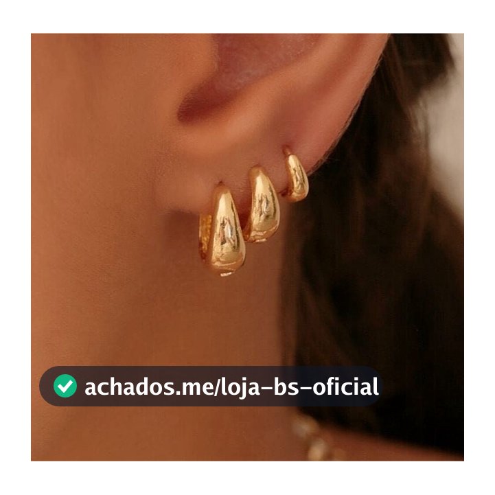 Kit Trio Brinco de Argola Click Lisa Ouro 18K Antialérgico Moda Feminino Dourado Semijóias