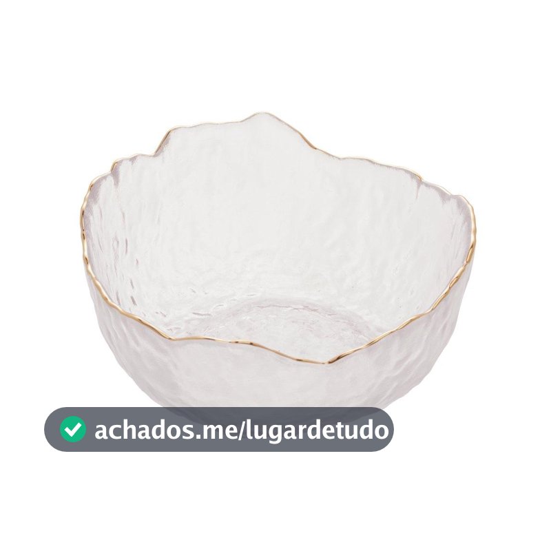 Bowl de Cristal Martelado 13cm com Borda Dourada Wolff Taj para Sobremesas, Entradas e Petiscos