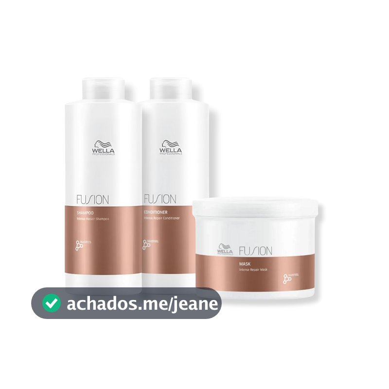 Kit Wella - Shampoo 1L , Condicionador 1L e Máscara 500g Fusion