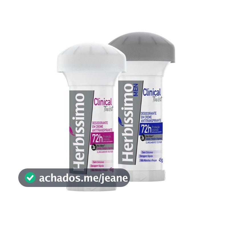 Kit 2 Itens - Desodorante Twist Antitranspirante Herbíssimo |  Clinical Rosa +  Men 45G