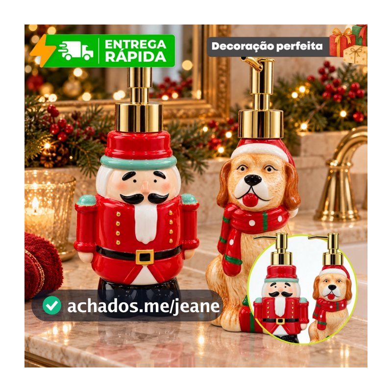 Dispenser Sabonete Líquido Natalino Cerâmica 230ml Decoração Banheiro Presente Diversos Modelos