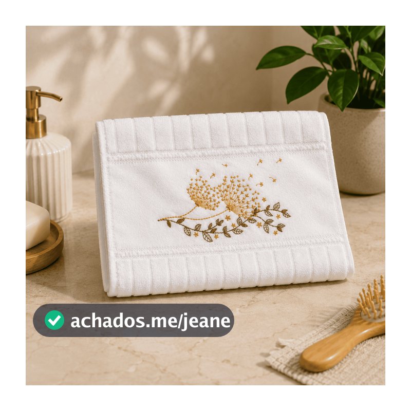 Toalha de Lavabo Döhler Bordada Dente de Leão 100% Algodão 30x45cm