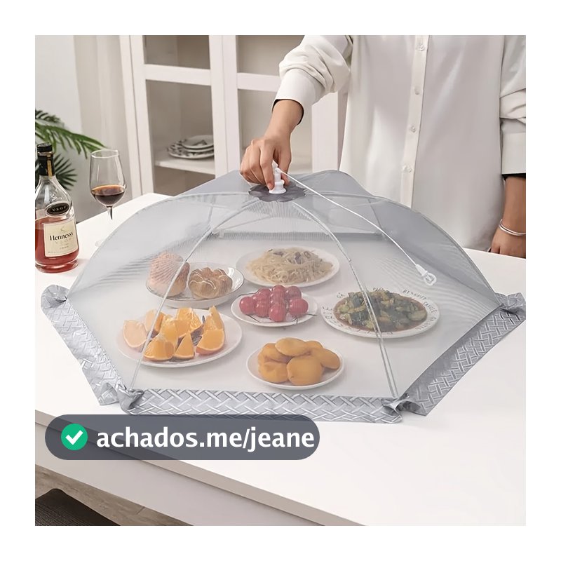 Capa De Rede Cinza 70cm , Malha Dobrável Para Cobertura De Alimentos Mesa De Casa : Vegetais Redonda ,