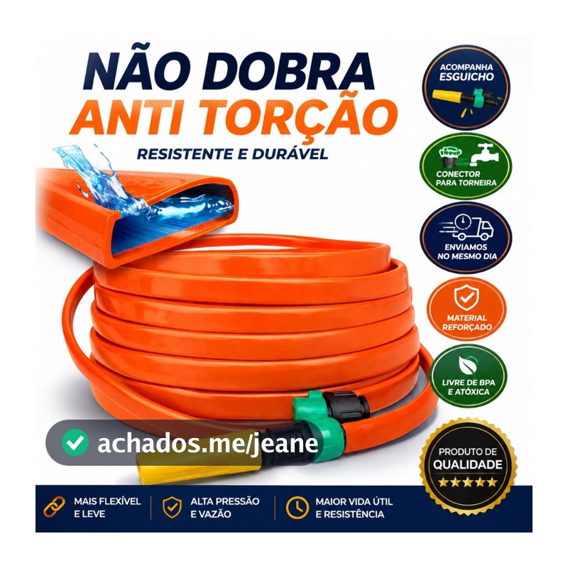 Mangueira de Jardim Anti-Torção e Anti-Dobras de 5 a 50 Metros
