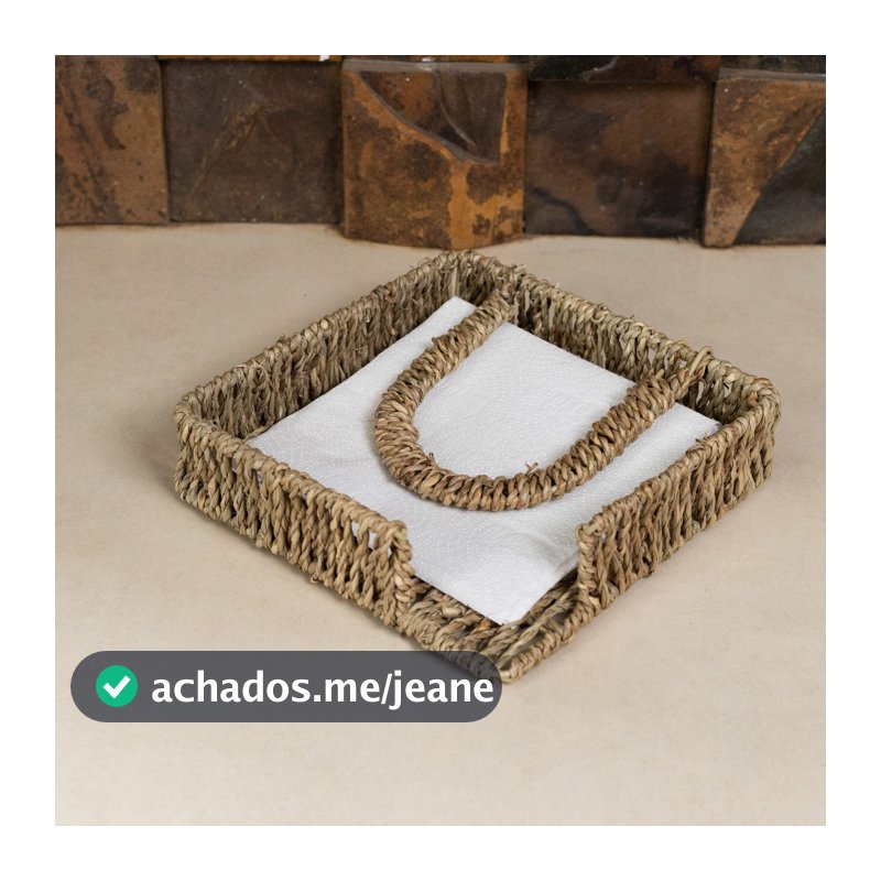 Porta Guardanapos de Sisal 20cm Wolff Natural para Mesa Posta e Decoração