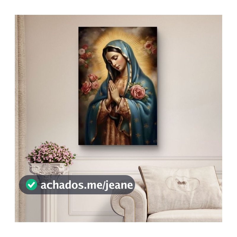 Quadro Decorativo Nossa Senhora de Guadalupe Arte Religiosa Católica MDF 110x80 Fé Proteção