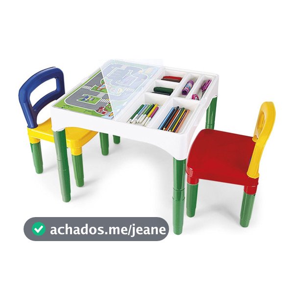 Mesa Didática Mesinha Infantil Poliplac 2 Cadeiras 3 Adesivo