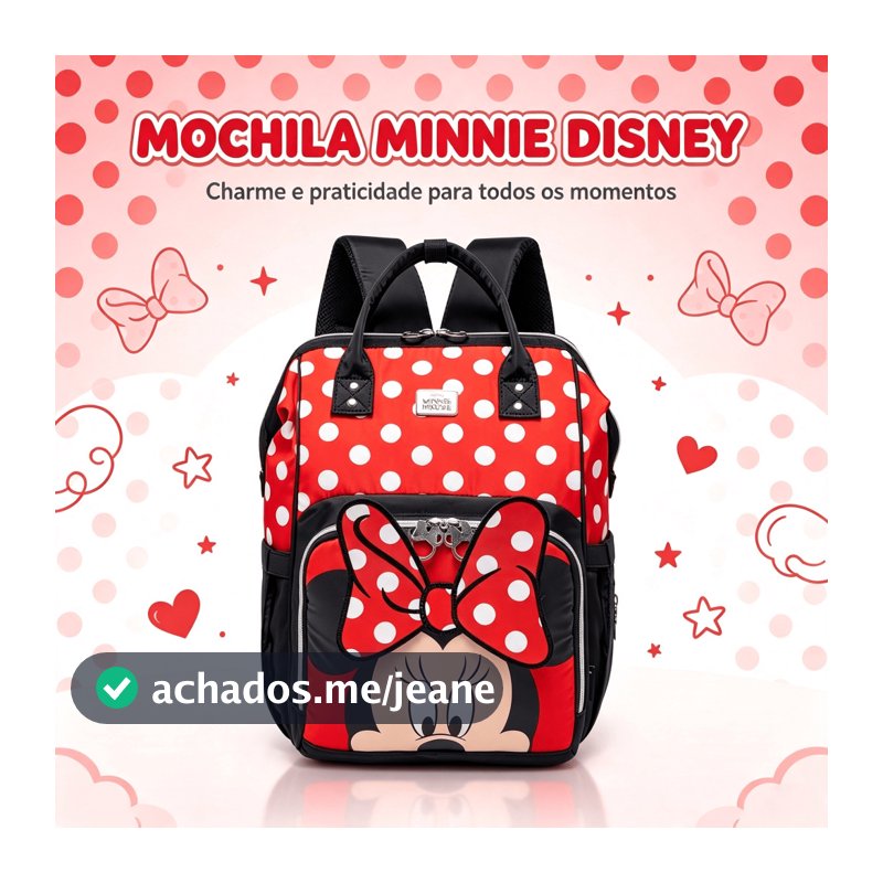 Mochila Bolsa Maternidade Minnie Mouse Porta Mamadeira Menina Menino Disney