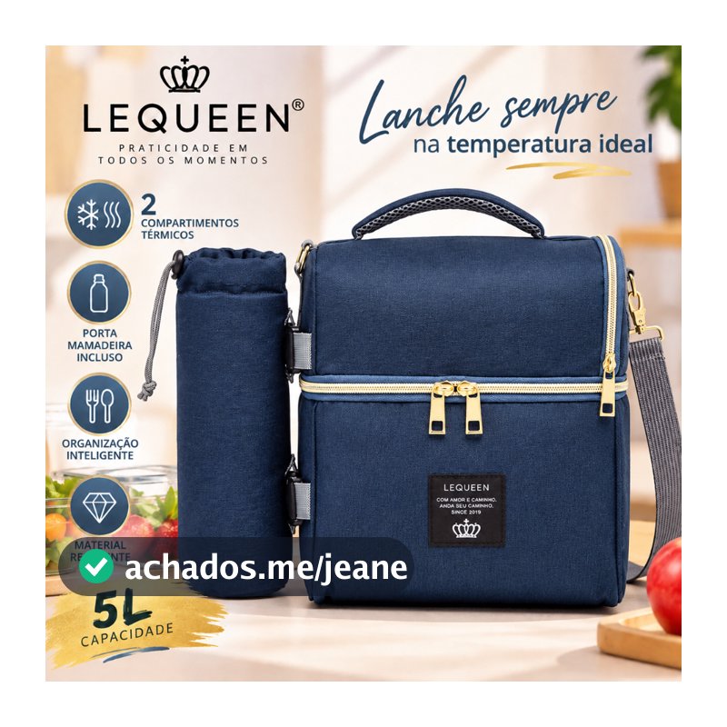 Sacola Térmica Lequeen Marmita Fitness Lanche Bolsa Transversal