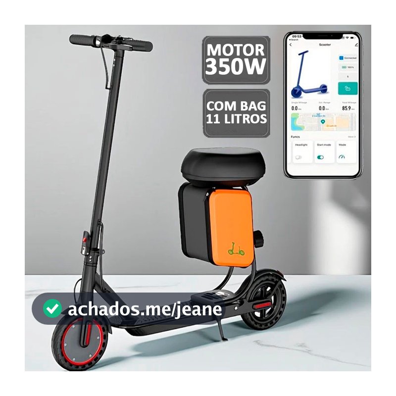 Patinete Elétrico Profissional Assento 350w Motorizado + Bag Autonomia Longa Bluetooth