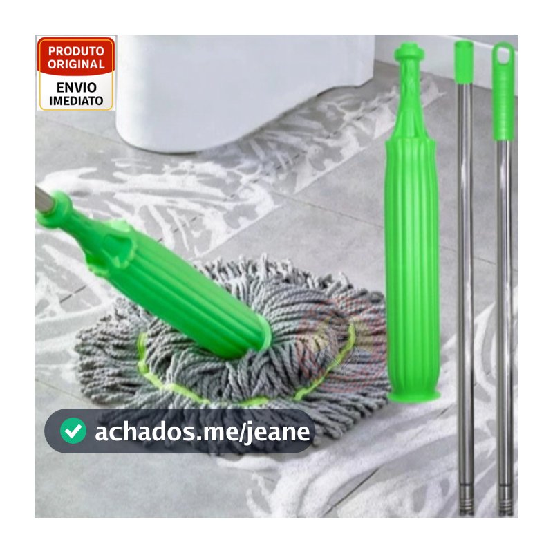 Esfregão 360° Mop Twist Auto-Torção Microfibra 2 em 1 Limpeza Geral