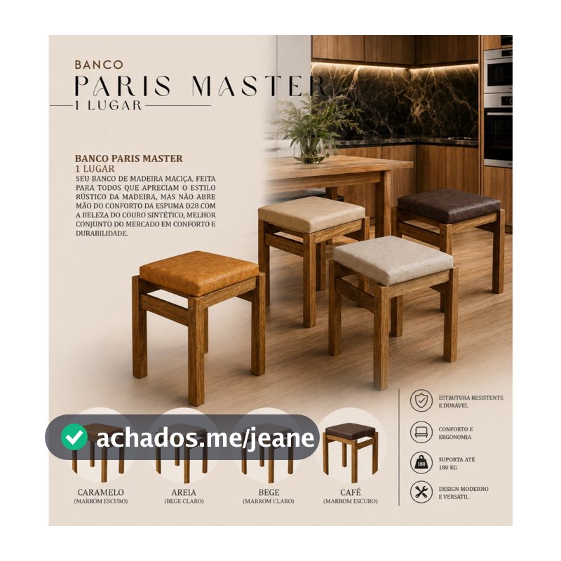Banco Paris Master 1 Lugar Em Madeira E Couro Sintético