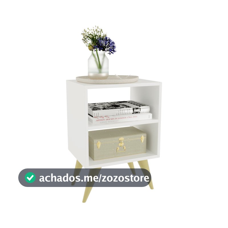 Mesa de Cabeceira Retrô Compacta com Nicho para Quarto Sala Casal ou Solteiro Palma