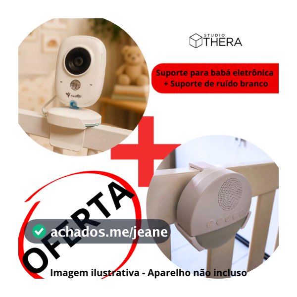 Suporte de Berço para Aparelho de Ruído Branco + Suporte de Babá Eletrônica para Berço Flexível VB603 COMBO OFERTA
