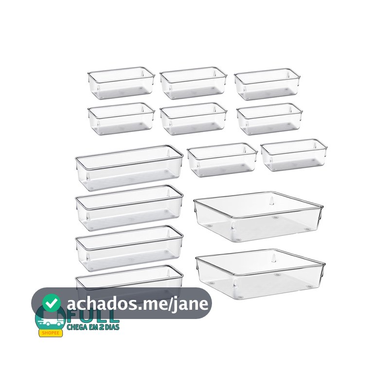 Kit Organizador Multiuso Modular Gavetas Acrilico Cristal e Fume