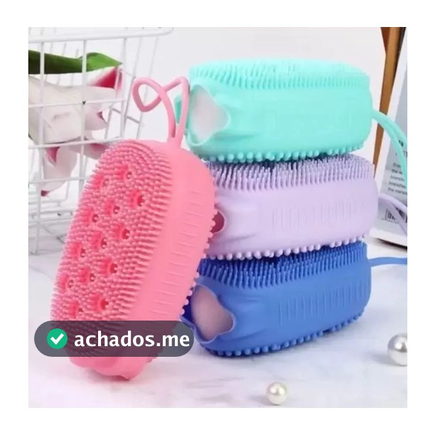 Bucha de Banho Silicone Para Esfoliar a Pele-Esponja Para Banho de Silicone Com Porta Sabão-Escova para Banho Silicone