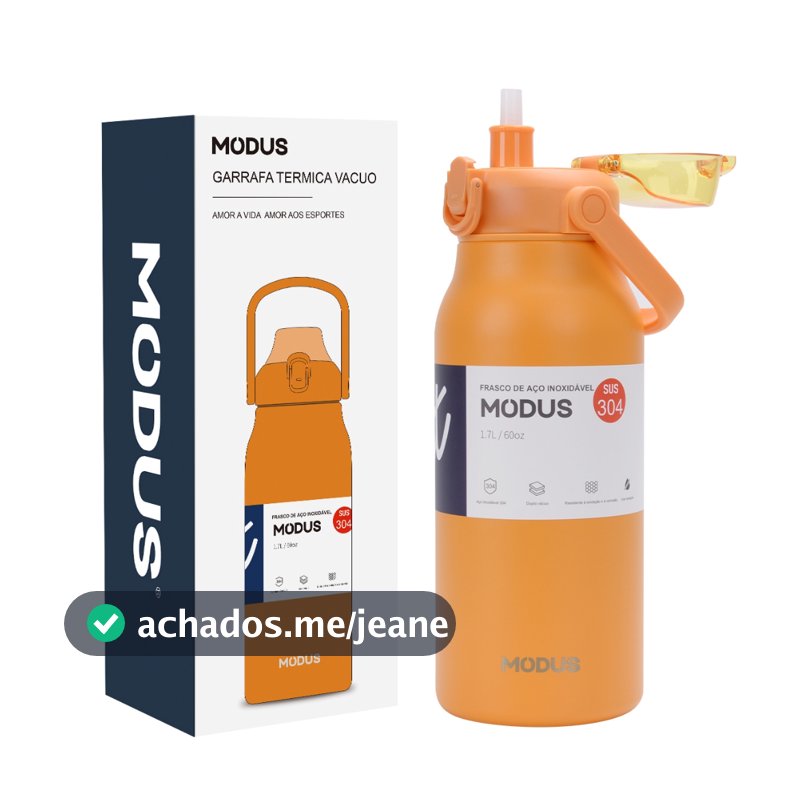 MODUS Garrafa Térmica de Viagem Inox 1700ml Água Com Canudo