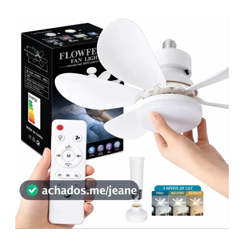 Ventilador De Teto Silencioso De 3 Modos Com Lâmpada 6 PásLed