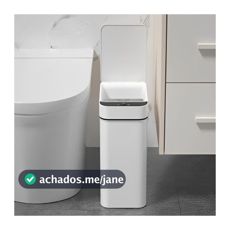 Lixeira Automática Sensor De Proximidade Led 13 Litros de Pilha Branco