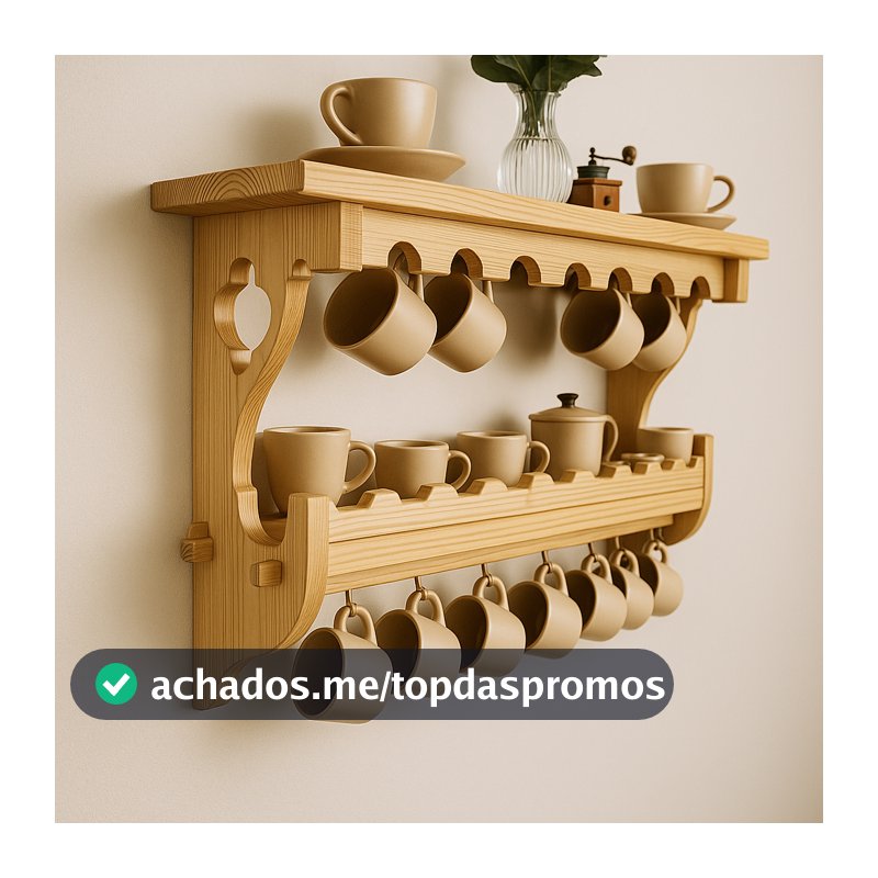 Prateleira  Cantinho do café Suporte De Madeira Decorativo Para Jogo Xicaras e Canecas Produto de Luxo