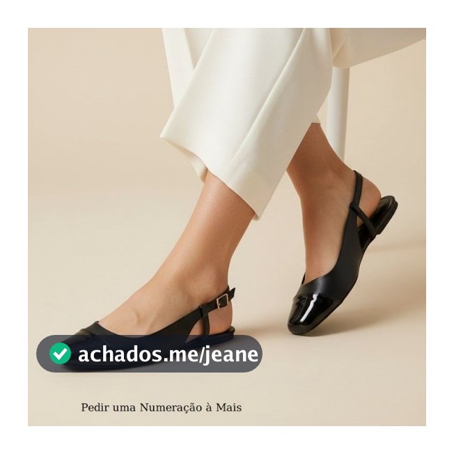 Sapatilha Feminina Confortável Luxo Elegante Sapato Feminino Slingback Mocassim Bico Quadrado Preto
