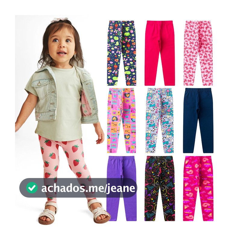 Kit de 2, 3 ou 4 Calças Legging de Cotton Infantil Menina Premium Kit Sortido