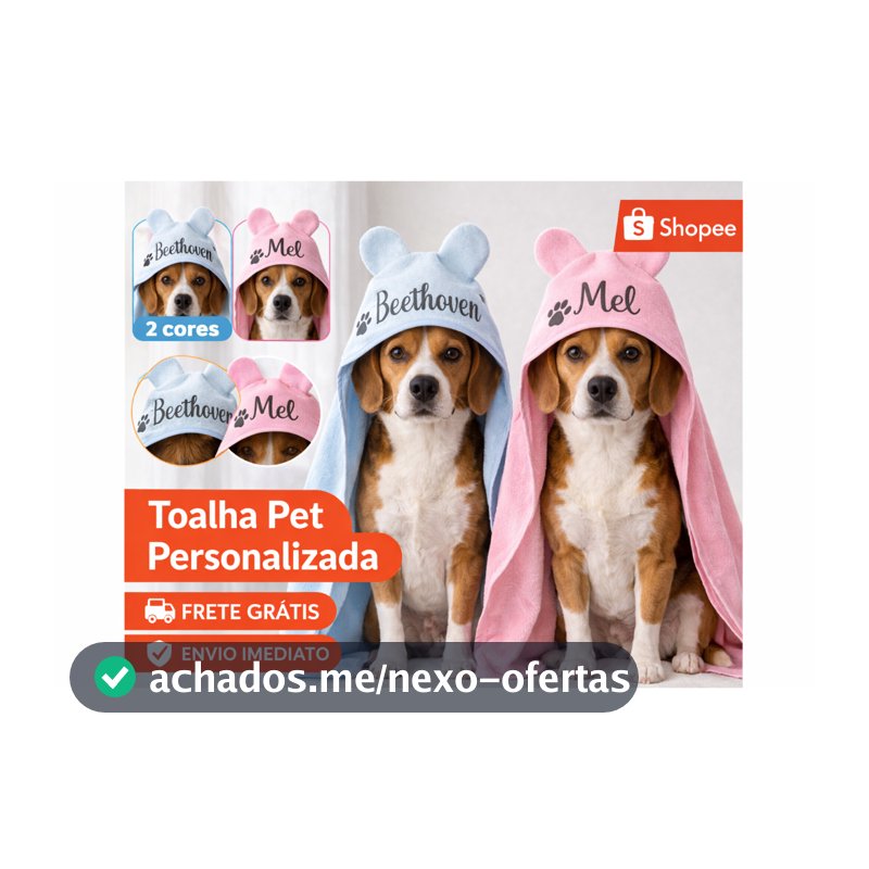 Toalha para Pet Personalizado com Nome capuz orelhinha Macho Fêmea
