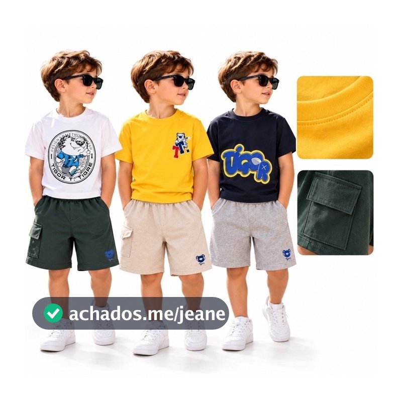 Kit 3 Conjuntos Infantil Tigor Menino 6 Peças Tamanhos 2,4,6,8,10,12 Anos