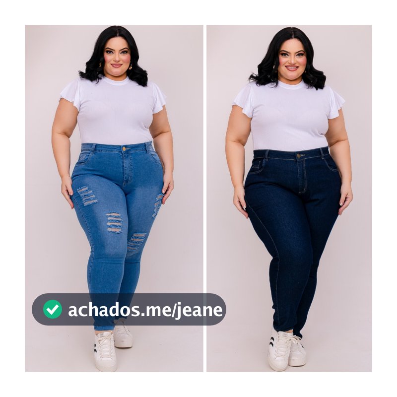 Kit 2 Calças Femininas Jeans Plus Size com Lycra Cintura Alta levanta bum bum skinny