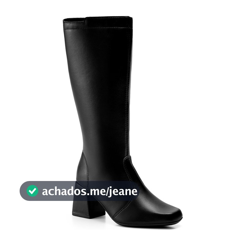 Bota Feminina Lumiss Salto Alto Bloco Cano Alto Bico Quadrado
