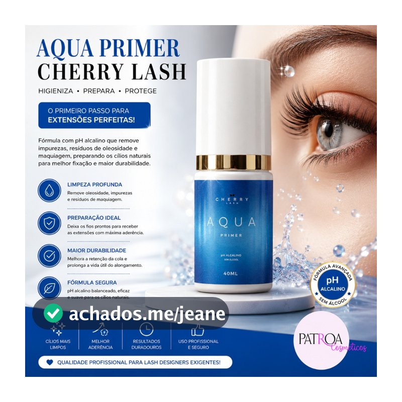 Aqua Primer Cherry Lash Higieniza Prepara Cilios Ph Alcalino