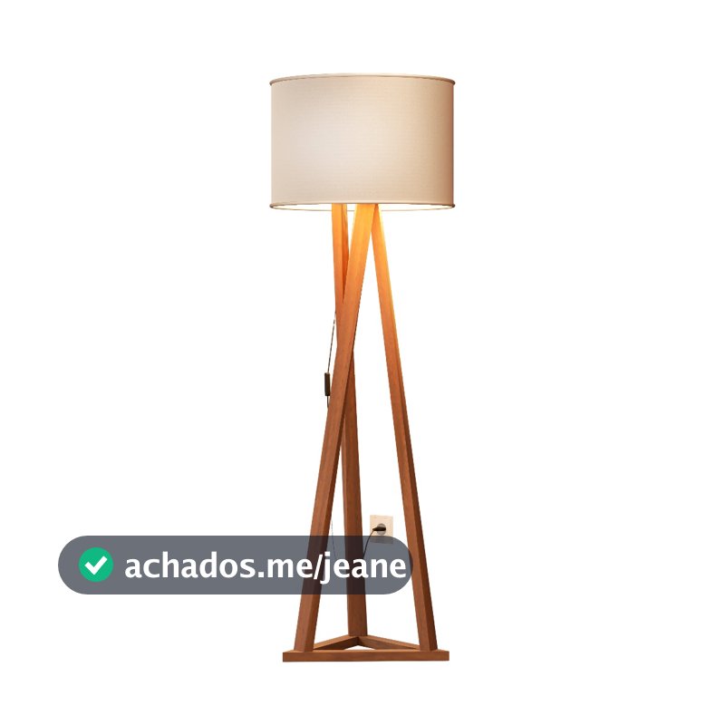 Luminária de Chão Tripé em Madeira Cúpula Abajur Sala Quarto Escritório Moderna Elegante Decorativa