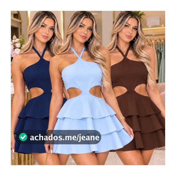 Vestidinho Feminino Curto três marias elegante e Amarração nas Costas – Moda Festa Verão
