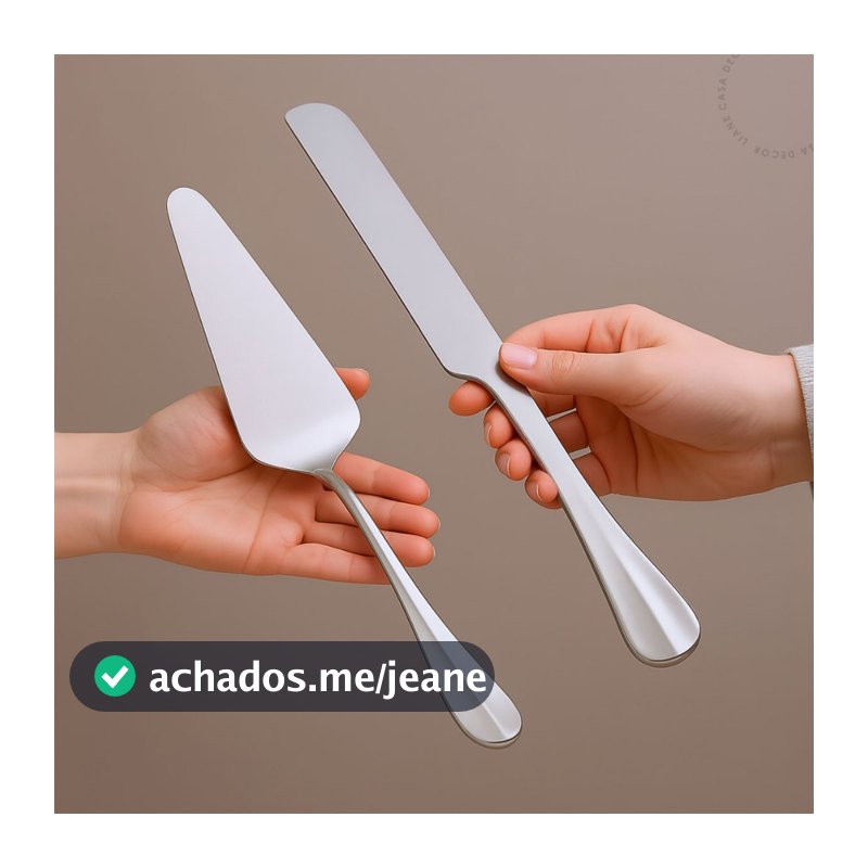 Conjunto 2 Peças Para Bolo De Aço Inox Positano Sobremesa Espátula e Faca