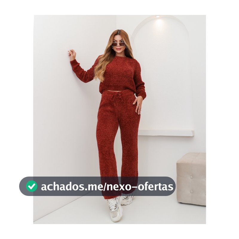 Conjunto Feminino Tricot  Suéter Mousse Blusa e Calça Confortável Inverno 3RD SD3015