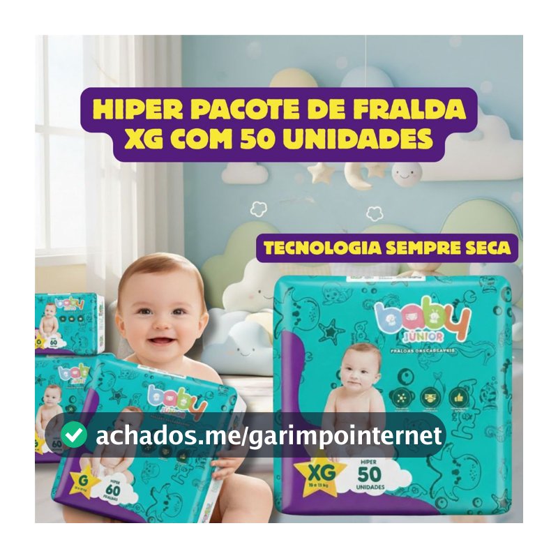 Fralda descartável Fralda infantil Pacotão XG Com 50 Unidaeds Fralda barata