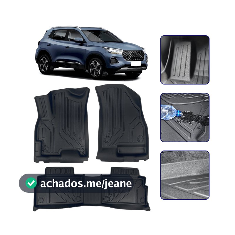 Tapete Bandeja 3D para Tiggo 5x Sport Pro 2020 a 2027 com Borda Elevada Concha - Linha Premium
