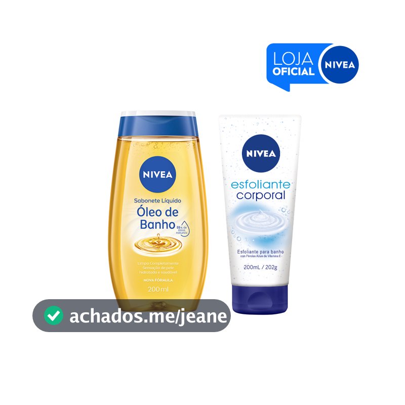 KIT NIVEA Sabonete Líquido Óleo de Banho 200ml + Esfoliante Corporal Para Banho 200ml