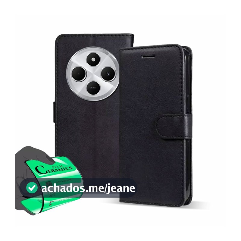Capa Capinha Carteira Flip + Pelicula Para Xiaomi Redmi 14C