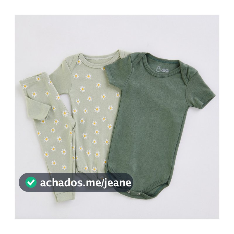 Kit Body Mijão Bebê Feminino Suedine Algodão Margaridas