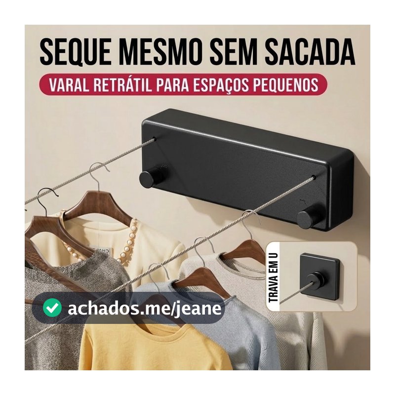 Varal Retrátil De Parede Duplo Automático Corda de Aço 4.2m Reforçado para Apartamento e Lavanderia Suporta 60kg