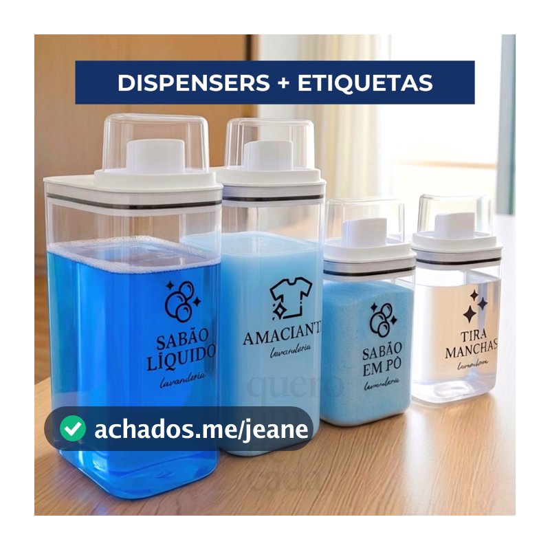 Dispensers Lavanderia 1,5L e 2,3L - Amaciante, Sabão em Pó, Sabão Líquido, Tira Manchas kit/individ