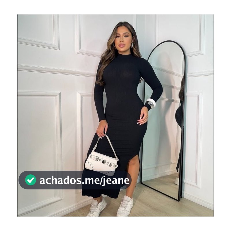 Vestido midi manga longas Kim
