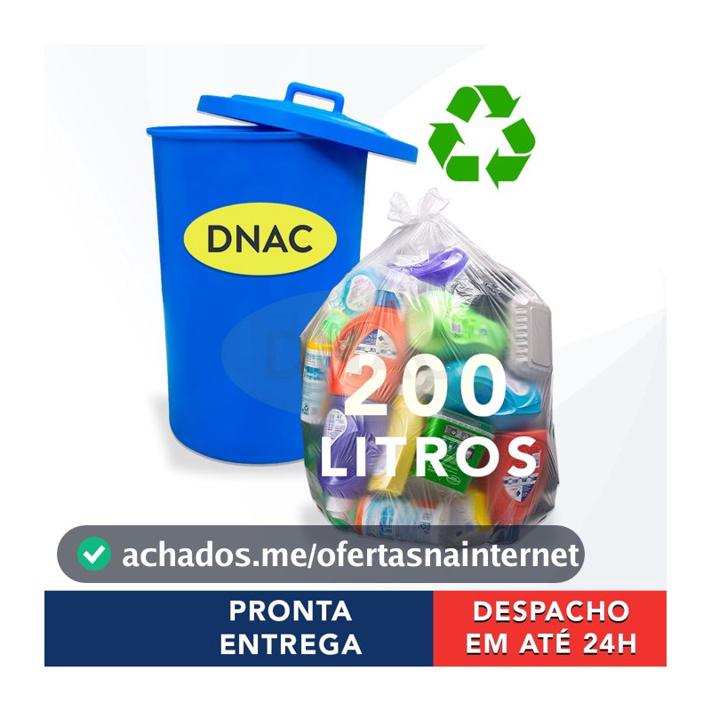 Saco de Lixo Tranparente De Plástico 200 Litros Com 100 Unidades - DNAC