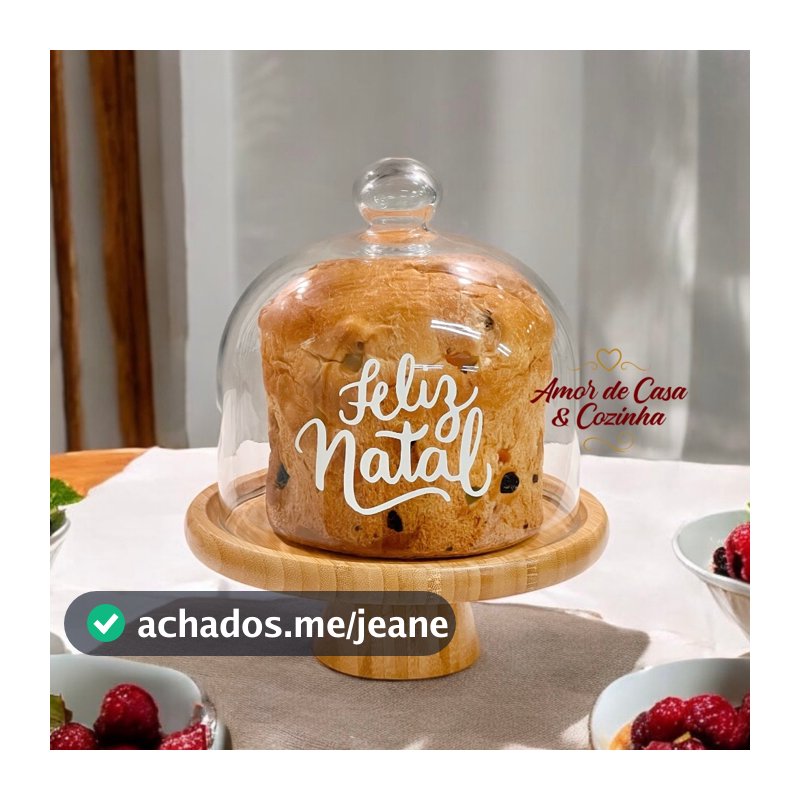 PORTA PANETONE DE VIDRO ESCOLHA SUA BASE E PERSONALIZAÇÃO